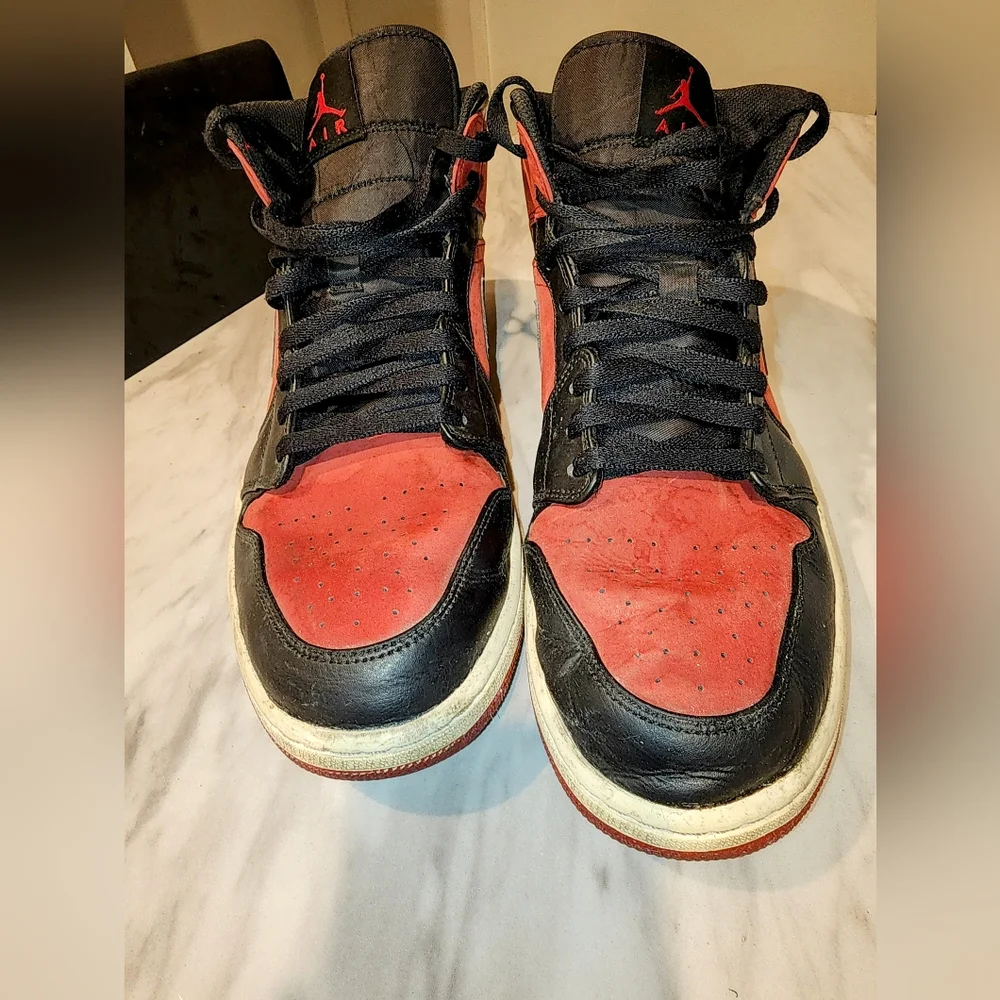 Air Jordan Air Force 1s Black and Red Sneakers - Picture 2 of 4